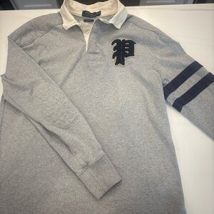 Super Quality Vintage Polo Ralph Lauren L/S Grey Rugby 67 Shirt trendy